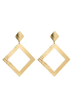 Natori Earrings-Plated Brass Diamond Shape Clip Earrings