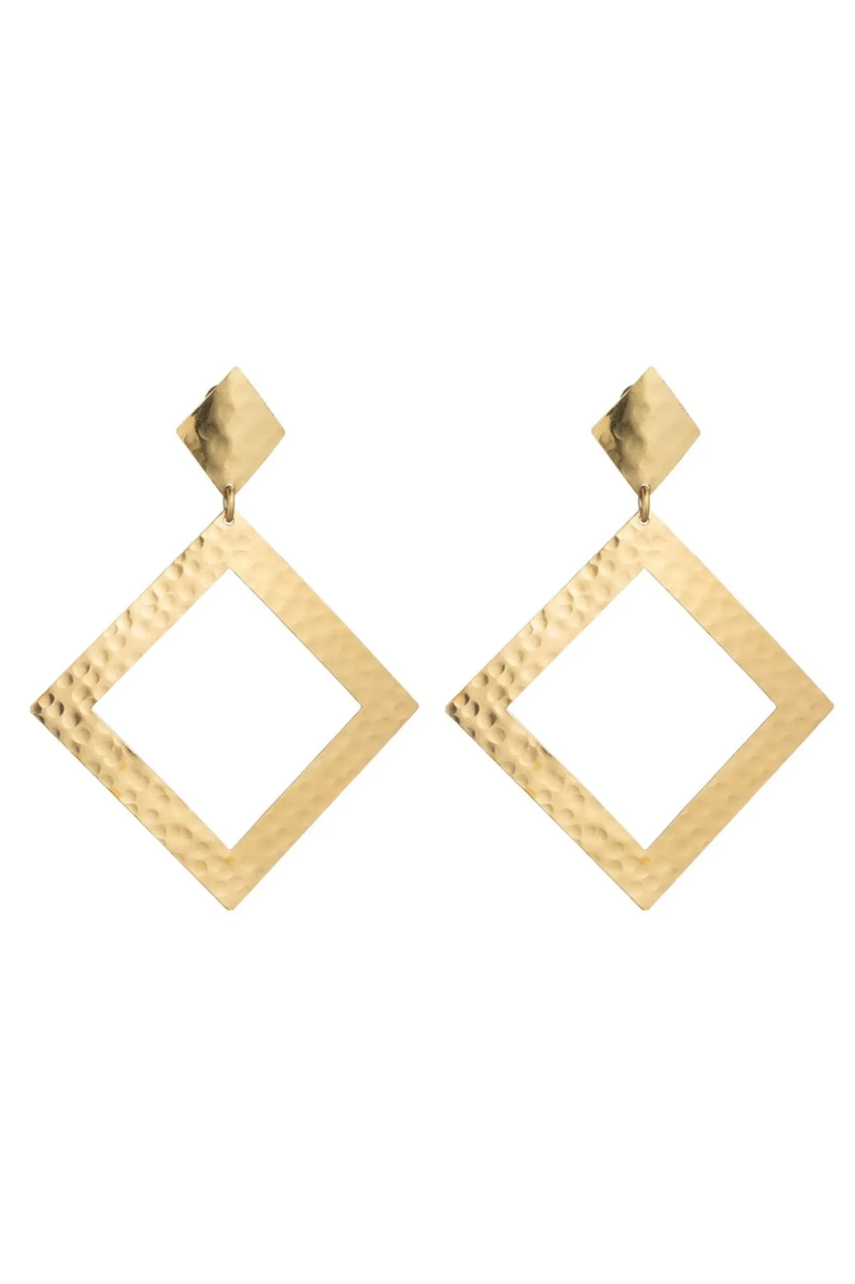 Natori Earrings-Plated Brass Diamond Shape Clip Earrings