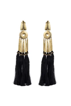 Natori Earrings-Plated Brass Tassel Clip Earrings