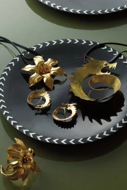 Natori Necklaces-Hammered Brass Swirl Dragon Necklace