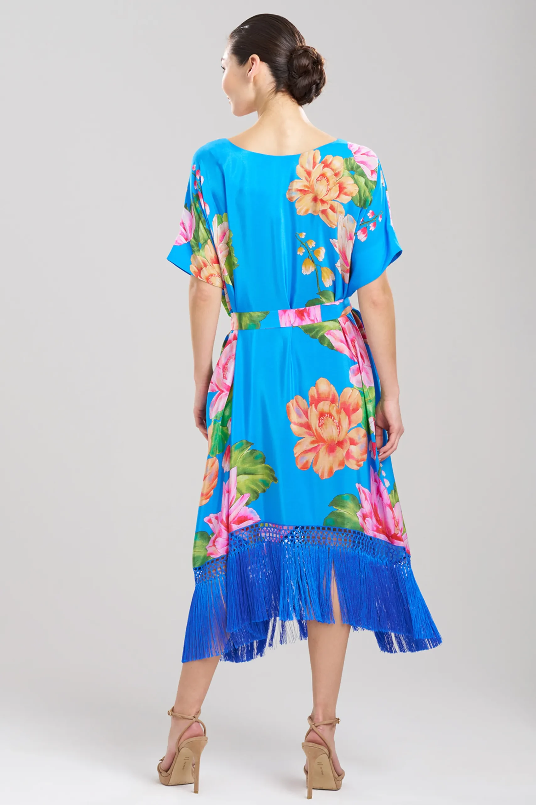 Natori Caftan Dresses-Hanabi Fringe Silk Caftan