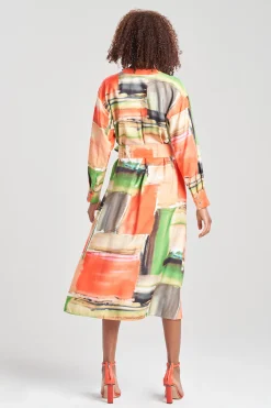 Natori Dresses-Hikaru Cotton Silk Oversized Half Placket Shirtdress