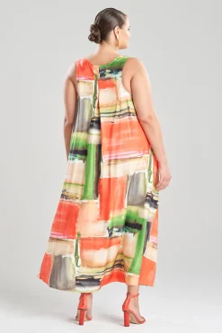 Natori Dresses-Hikaru Cotton Silk Trapeze V-Neck Belted Dress