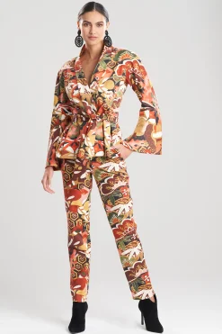 Natori Jackets & Outerwear-Ikebana Printed Cotton Sateen Peplum Jacket