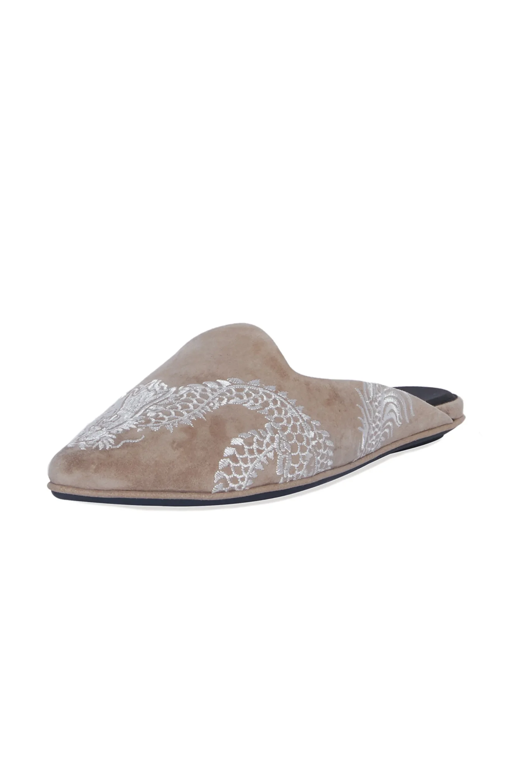 Natori Slides-Image Suede Dragon Embroidery Slide