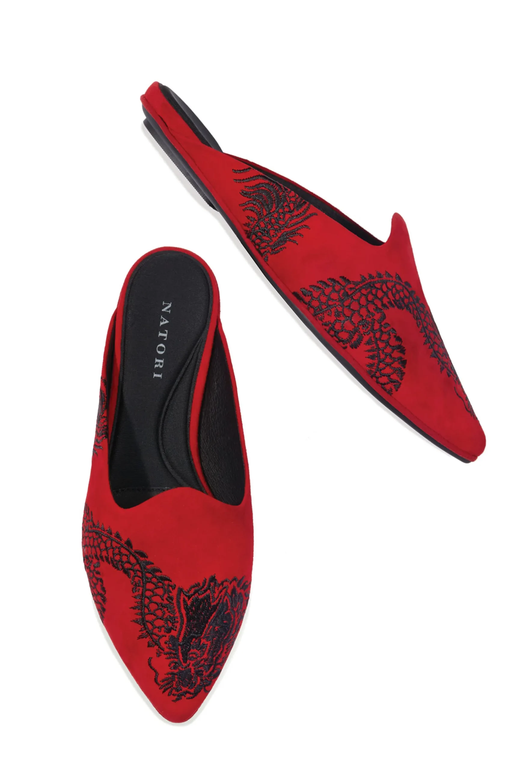 Natori Slides-Image Suede Dragon Embroidery Slide