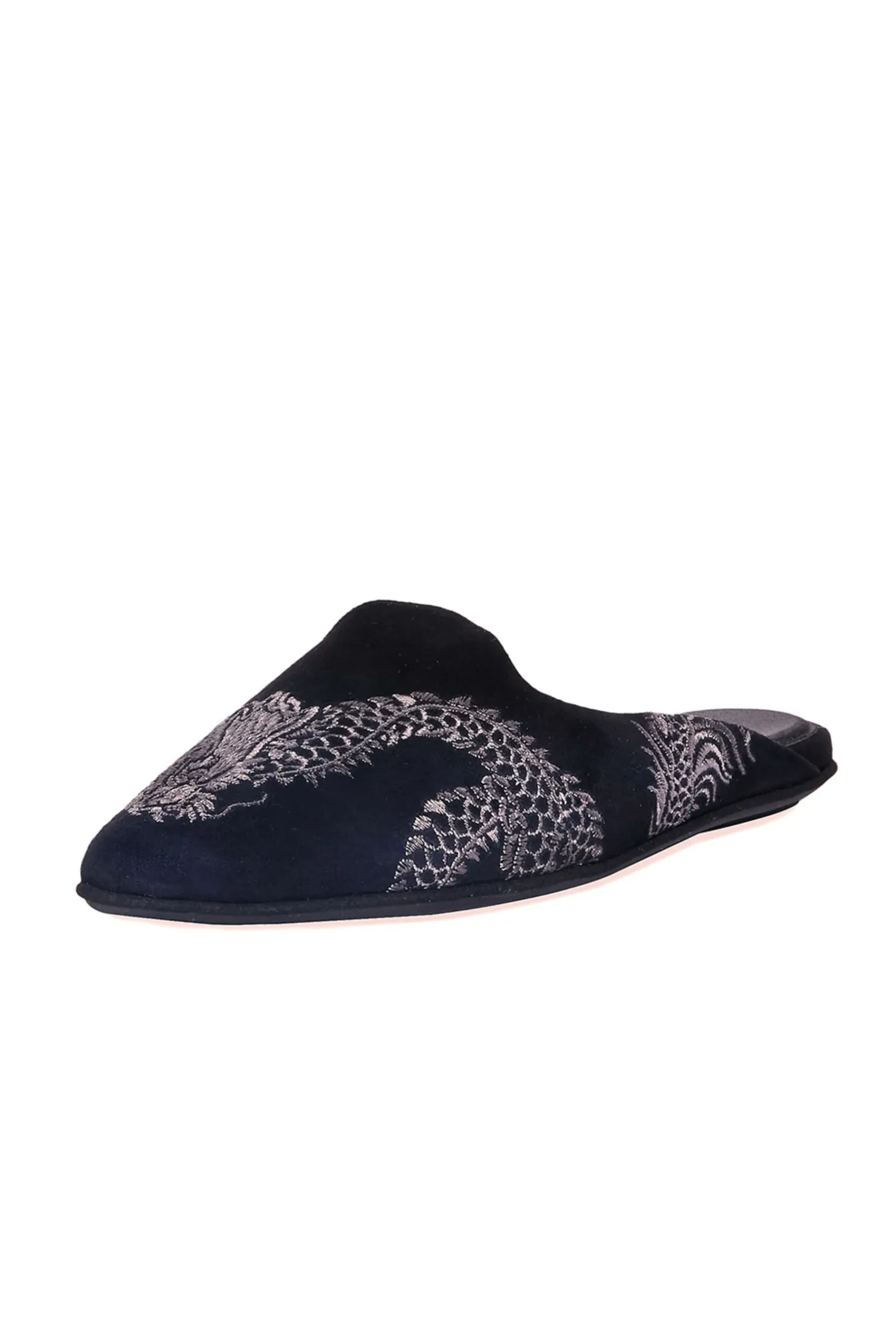 Natori Slides-Image Suede Dragon Embroidery Slide