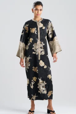 Natori Plus Sizes|Caftans-Imperial Dragon Jacquard Zip Caftan