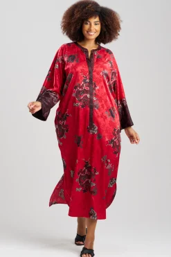 Natori Plus Sizes|Caftans-Imperial Dragon Jacquard Zip Caftan