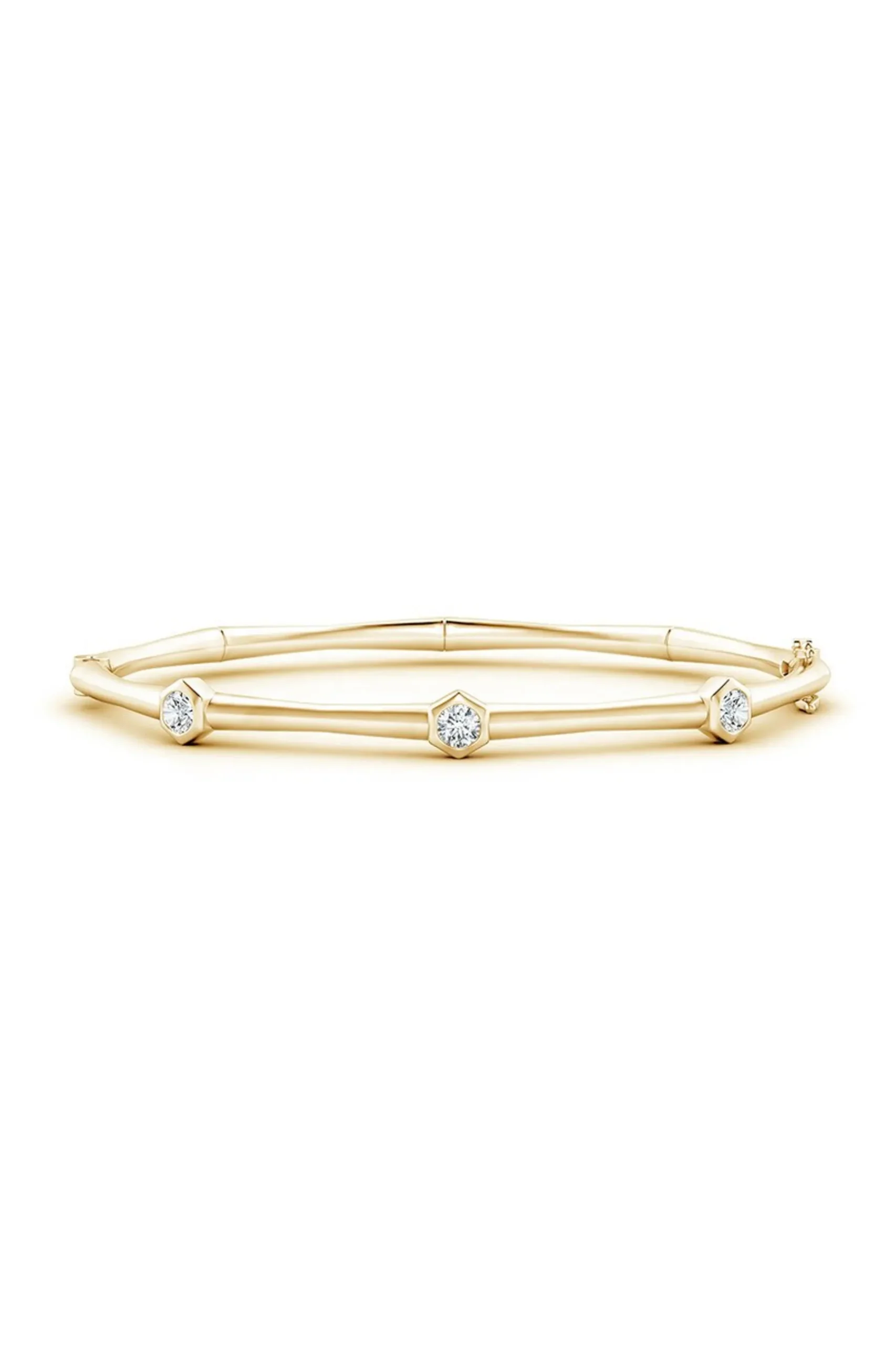 Natori Bracelets|Indochine-Indochine 14k 3-Diamond Bamboo Hinged Bracelet