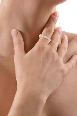 Natori Rings|Indochine-Indochine 14k Diamond Pave Bamboo Eternity Ring