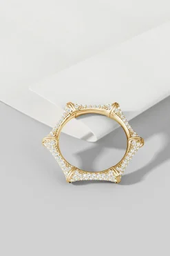 Natori Rings|Indochine-Indochine 14k Diamond Pave Bamboo Eternity Ring