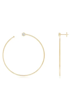 Natori Earrings|Indochine-Indochine 14k Giant Diamond Side-Facing Open Hoop Earrings