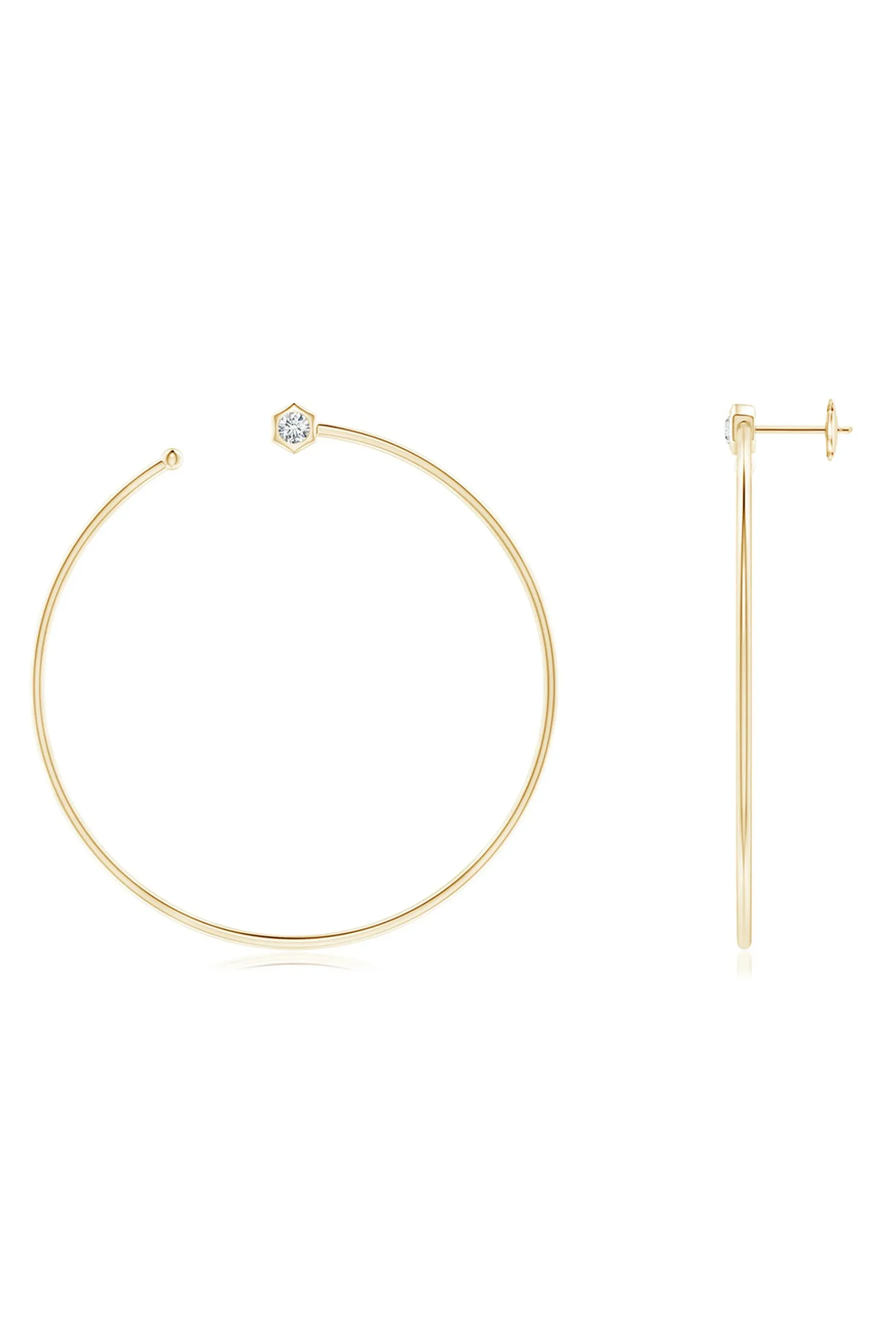 Natori Earrings|Indochine-Indochine 14k Giant Diamond Side-Facing Open Hoop Earrings