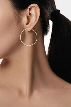 Natori Earrings|Indochine-Indochine 14k Giant Diamond Side-Facing Open Hoop Earrings