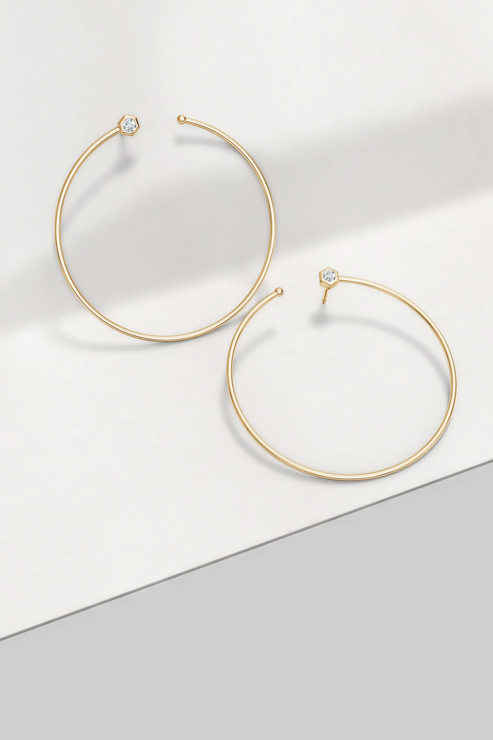 Natori Earrings|Indochine-Indochine 14k Giant Diamond Side-Facing Open Hoop Earrings