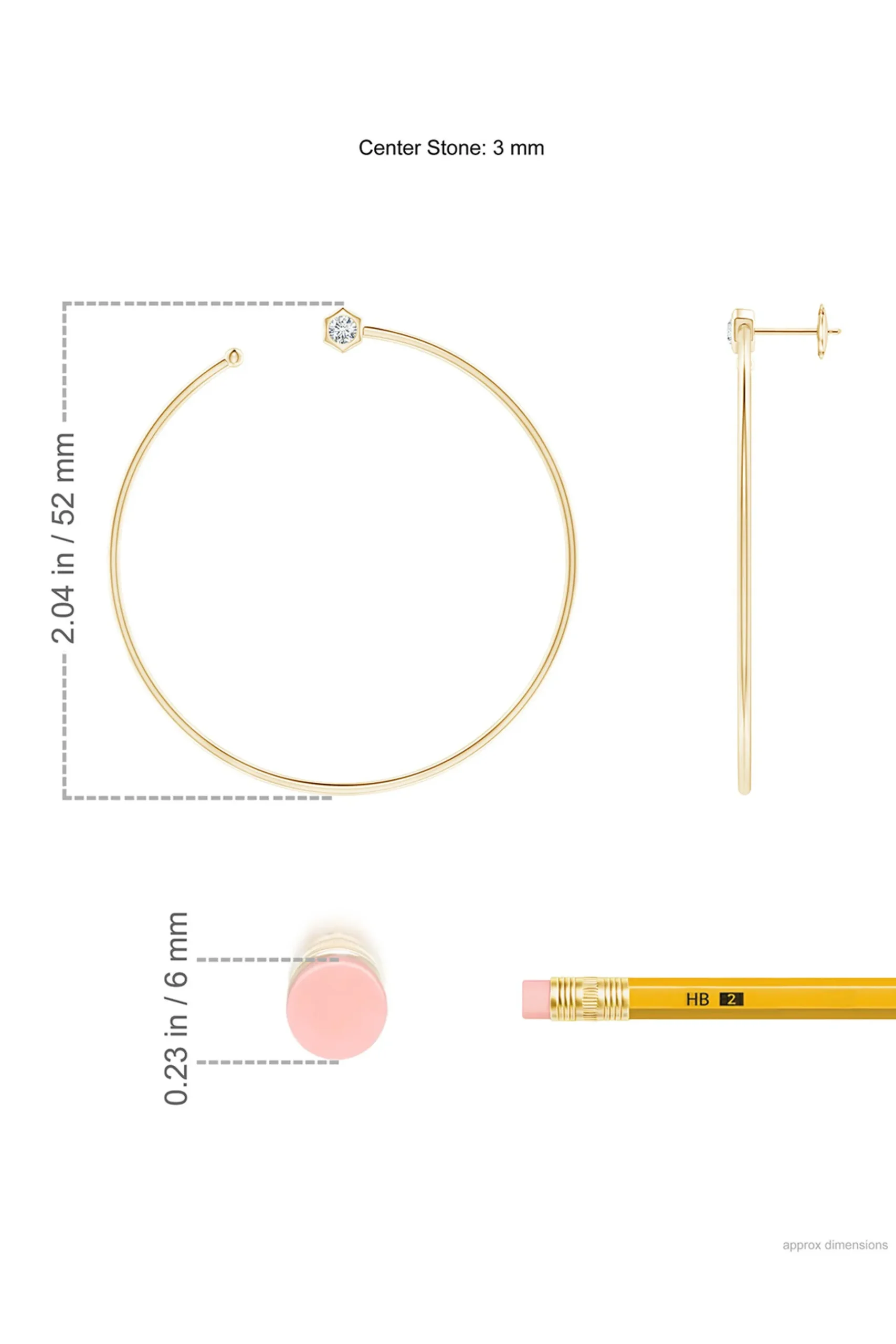 Natori Earrings|Indochine-Indochine 14k Giant Diamond Side-Facing Open Hoop Earrings