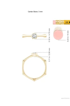 Natori Rings|Indochine-Indochine 14k Hex Frame Diamond Solitaire Bamboo Ring