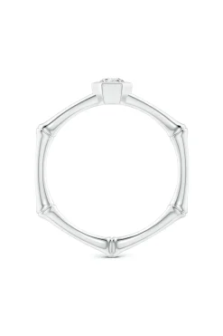 Natori Rings|Indochine-Indochine 14k Hex Frame Diamond Solitaire Bamboo Ring