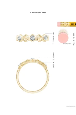 Natori Rings|Indochine-Indochine 14k Hexagon Alternating 3-Diamond Ring