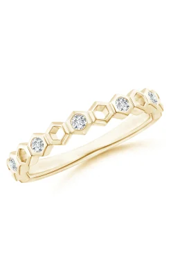 Natori Rings|Indochine-Indochine 14k Hexagon Alternating 5-Diamond Ring