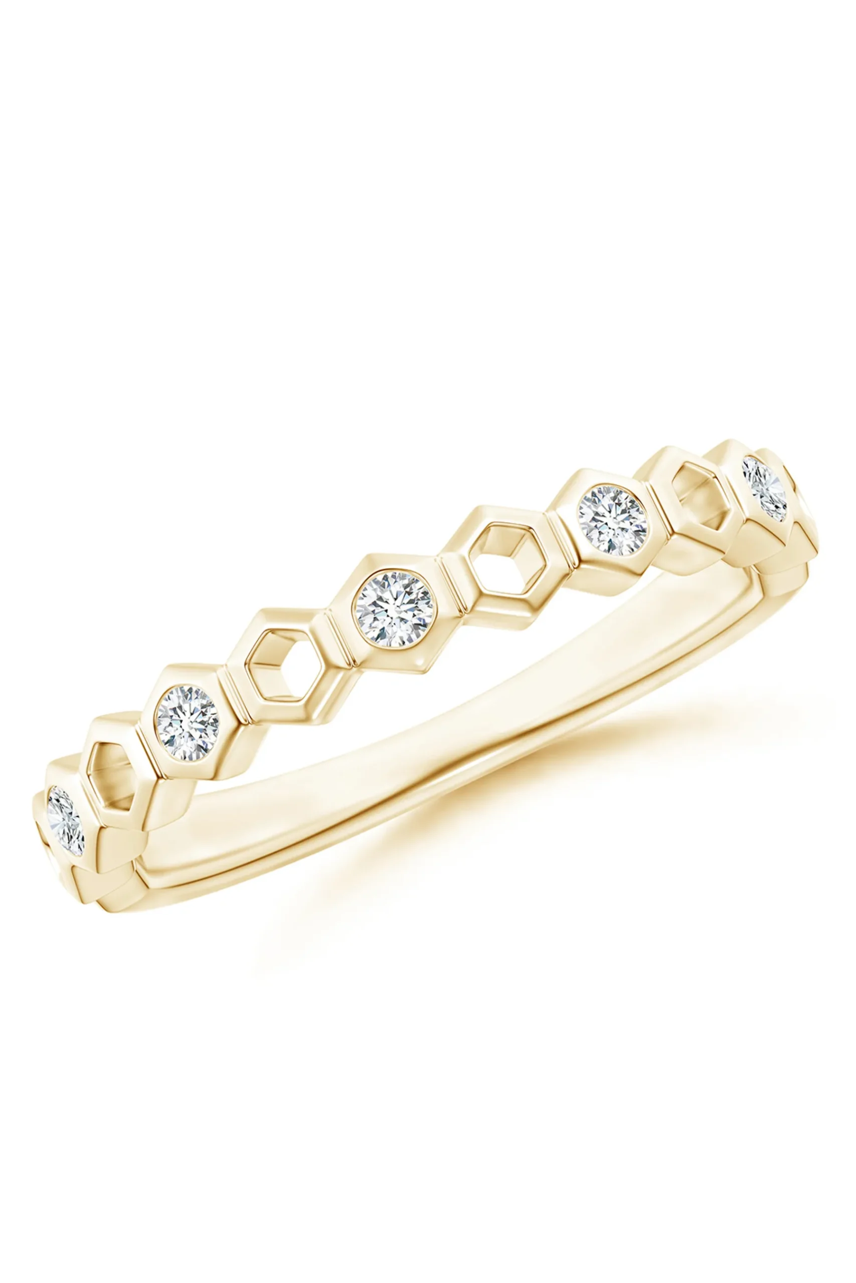 Natori Rings|Indochine-Indochine 14k Hexagon Alternating 5-Diamond Ring