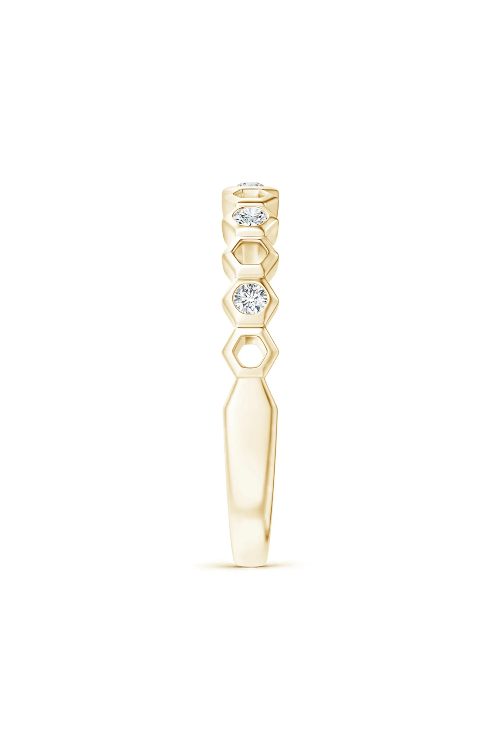 Natori Rings|Indochine-Indochine 14k Hexagon Alternating 5-Diamond Ring