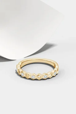 Natori Rings|Indochine-Indochine 14k Hexagon Alternating 5-Diamond Ring