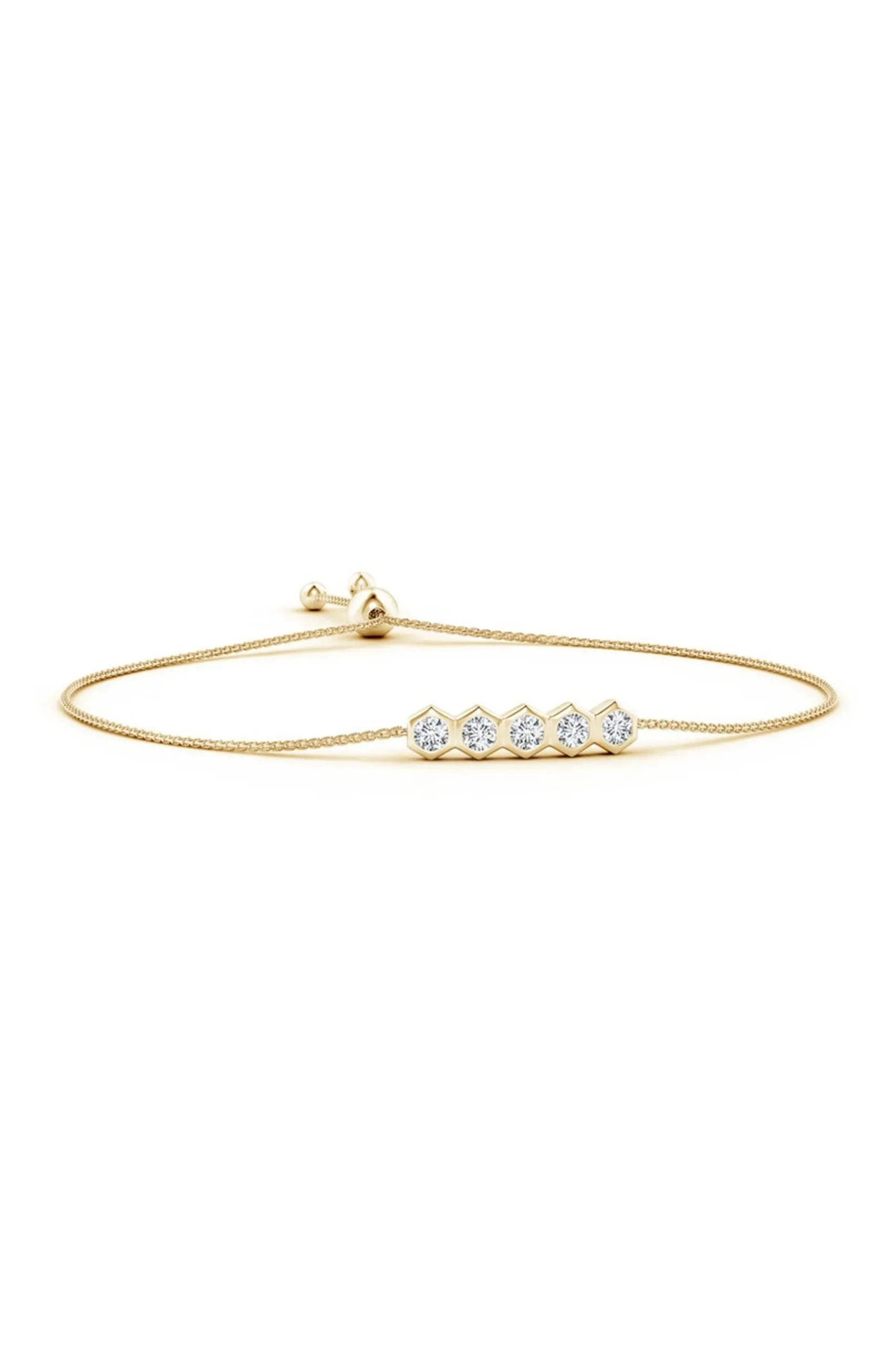 Natori Bracelets|Indochine-Indochine 14k 5-Hexagon Diamond Bar Bolo Bracelet