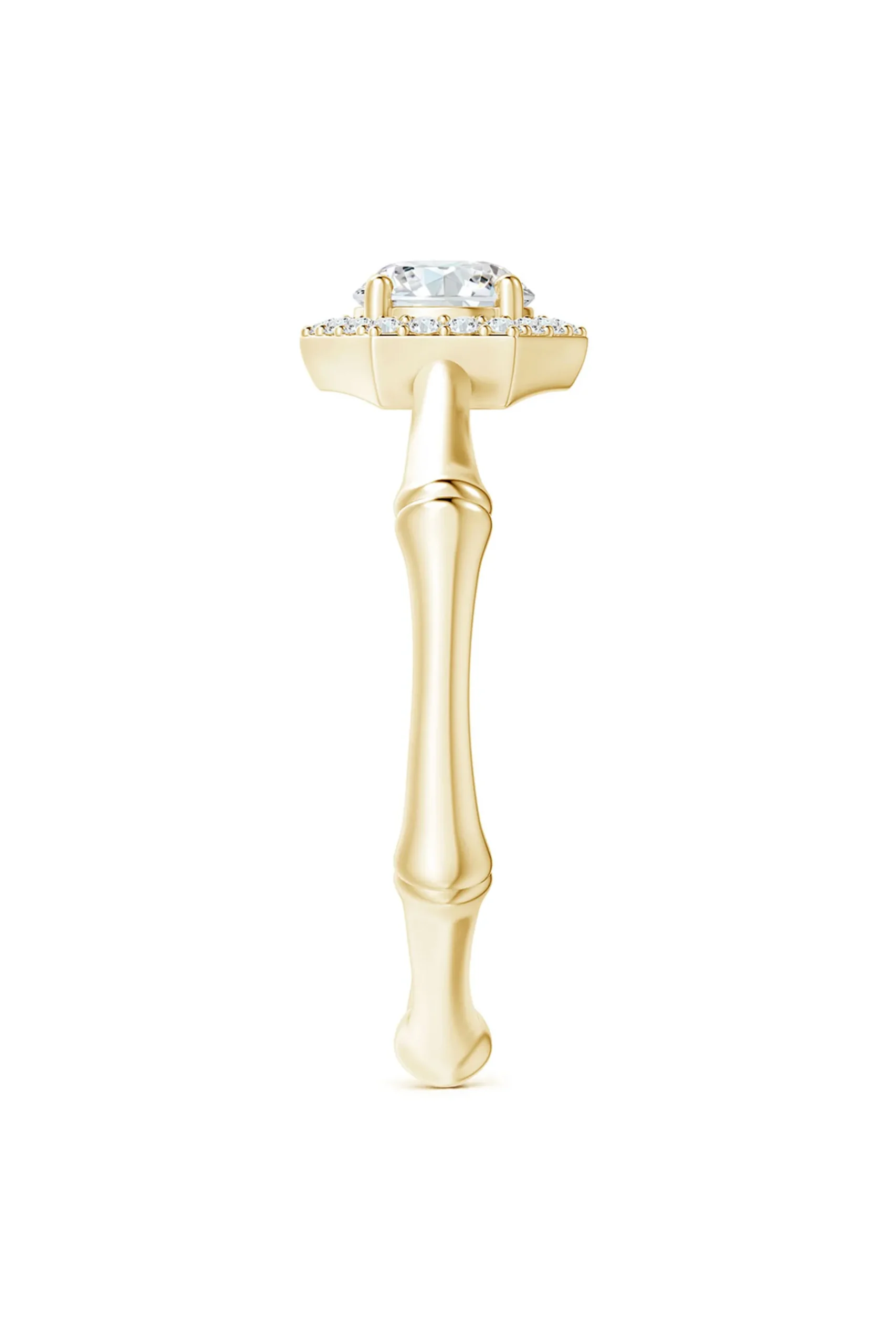 Natori Rings|Indochine-Indochine 14k Hexagon Diamond Pave Halo Bamboo Ring