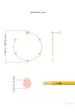Natori Earrings|Indochine-Indochine 14k Medium 6-Diamond Side-Facing Open Hoop Earrings