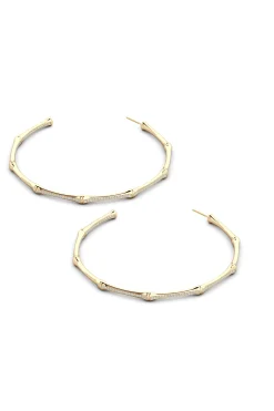 Natori Earrings|Indochine-Indochine 14k Pave Diamond 2.75 Inch Bamboo Hoops