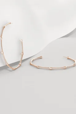 Natori Earrings|Indochine-Indochine 14k Pave Diamond 2.75 Inch Bamboo Hoops