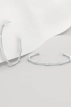Natori Earrings|Indochine-Indochine 14k Pave Diamond 2.75 Inch Bamboo Hoops