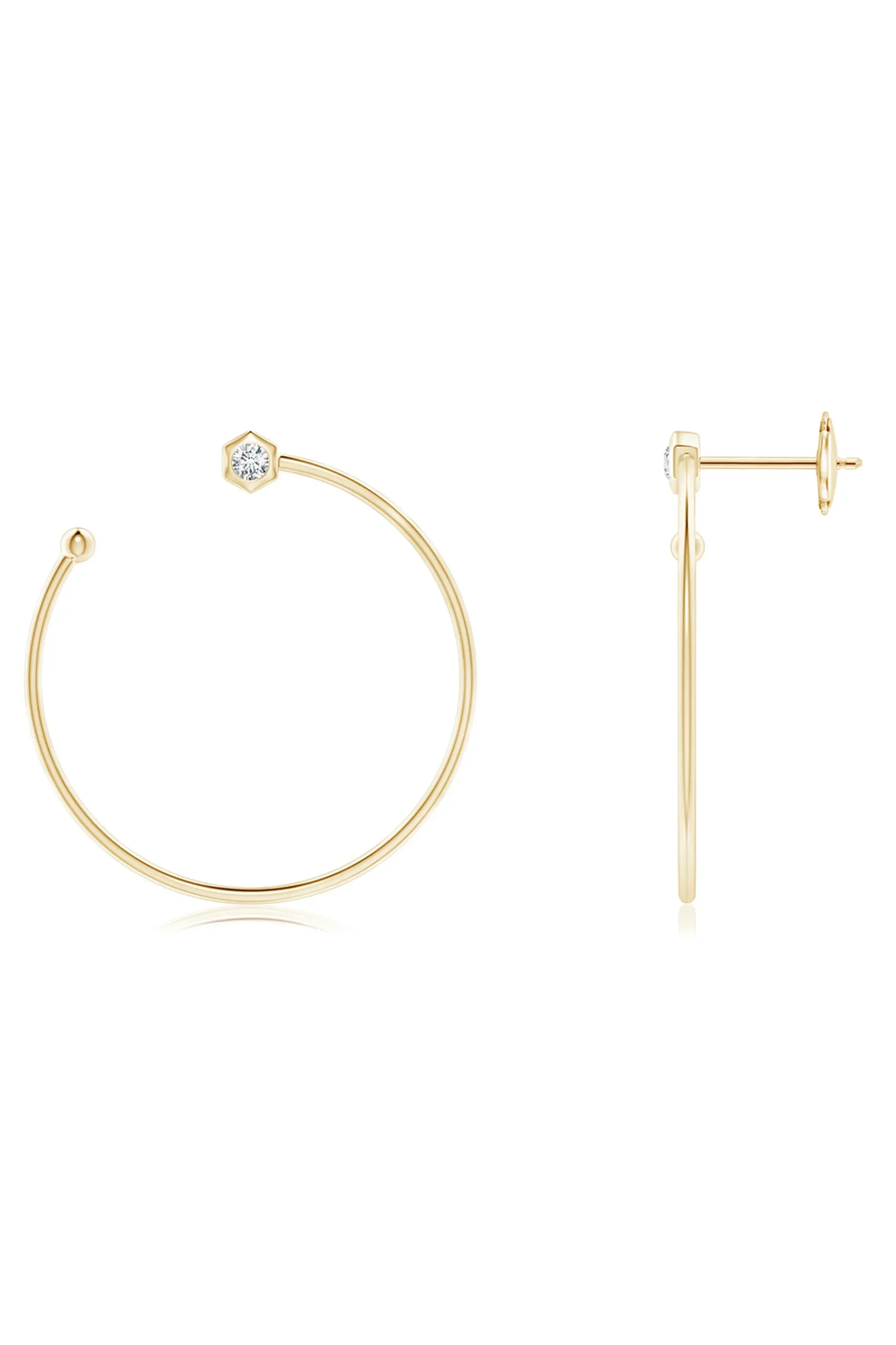 Natori Earrings|Indochine-Indochine 14k Small Diamond Side-Facing Open Hoop Earrings