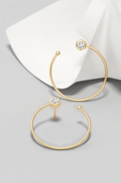 Natori Earrings|Indochine-Indochine 14k Small Diamond Side-Facing Open Hoop Earrings
