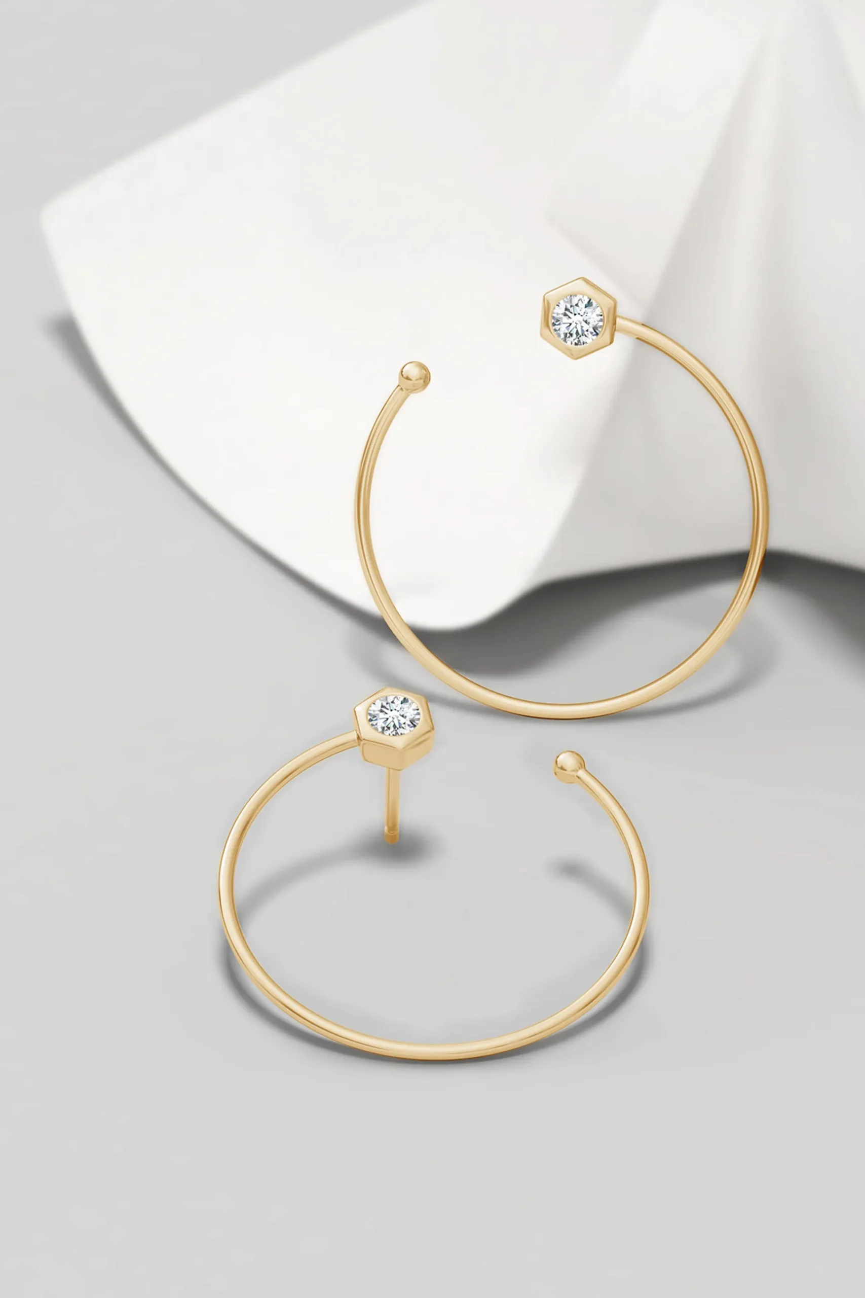 Natori Earrings|Indochine-Indochine 14k Small Diamond Side-Facing Open Hoop Earrings