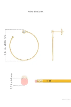 Natori Earrings|Indochine-Indochine 14k Small Diamond Side-Facing Open Hoop Earrings