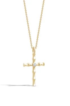 Natori Necklaces|Indochine-Indochine Spirit 14k Bamboo Cross Diamond Pendant Necklace