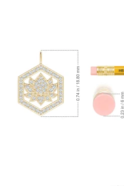 Natori Necklaces|Indochine-Indochine Spirit 14k Hexagon Frame Lotus Pave Diamond Pendant Necklace