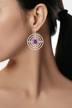 Natori Earrings|Infinity-Infinity Concentric Circle 14K Gold And Amethyst Earrings