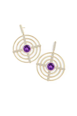 Natori Earrings|Infinity-Infinity Concentric Circle 14K Gold And Amethyst Earrings