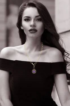 Natori Necklaces|Infinity-Infinity Concentric Circle 14K Gold And Amethyst Y Necklace