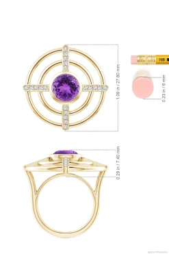 Natori Rings|Infinity-Infinity Concentric Circle 14K Gold And Amethyst Ring