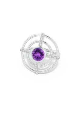 Natori Rings|Infinity-Infinity Concentric Circle 14K Gold And Amethyst Ring