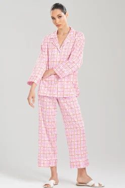 Natori Plus Sizes|Pajama Sets-Infinity Cotton Sateen Notch PJ
