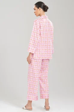 Natori Plus Sizes|Pajama Sets-Infinity Cotton Sateen Notch PJ