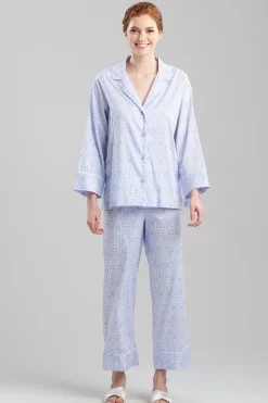 Natori Plus Sizes|Pajama Sets-Infinity Cotton Sateen Notch PJ