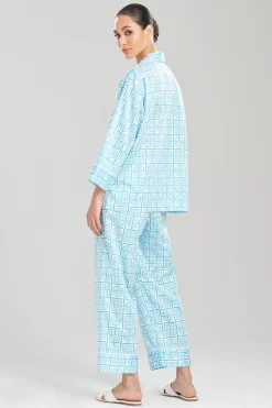 Natori Plus Sizes|Pajama Sets-Infinity Cotton Sateen Notch PJ