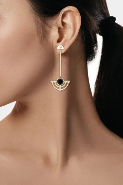 Natori Earrings|Infinity-Infinity Half Concentric 14K Gold And Black Onyx Dangle Earrings